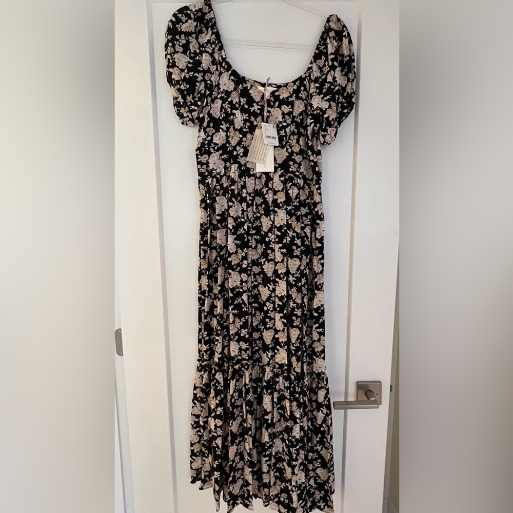 NWT Loveshackfancy 100% silk Angie dress in Almond Cookie, size 2.